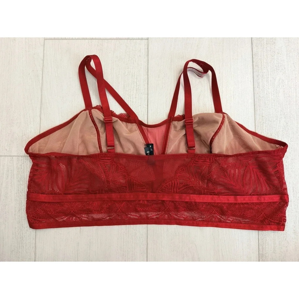 Torrid Diamante Lace Bra Bralette Sz 4 Red Rhinestones Straps